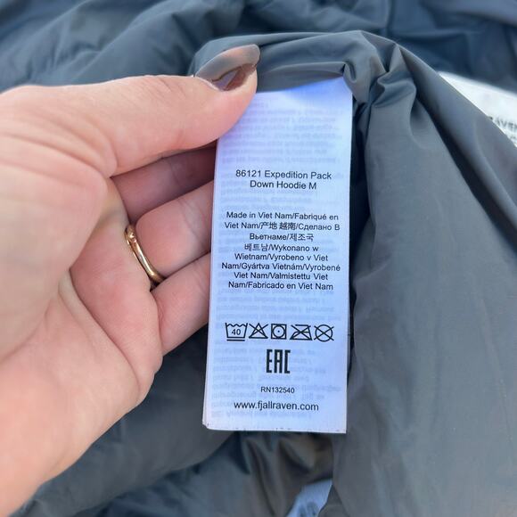 Fjallraven Men’s Expedition Pack Down Hoodie Puffer Gray Blue Large Lightweight - Picture 5 of 15